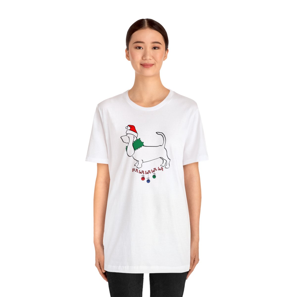 FaLaLaLaLa Basset Hound Christmas Unisex Tee - Image 3