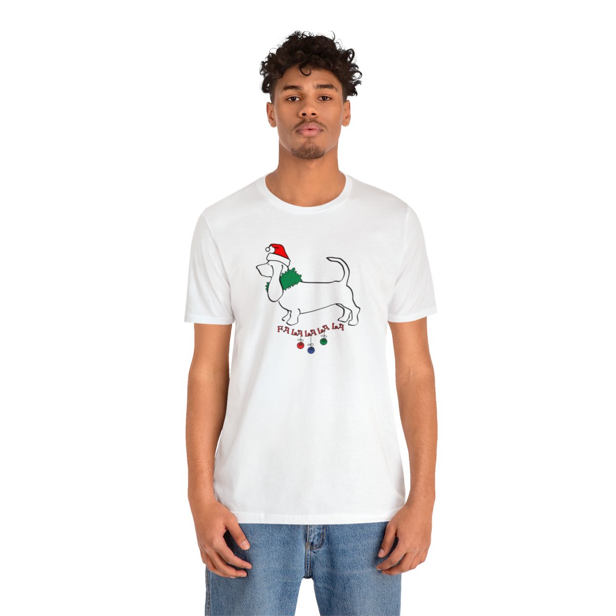 FaLaLaLaLa Basset Hound Christmas Unisex Tee - Image 4