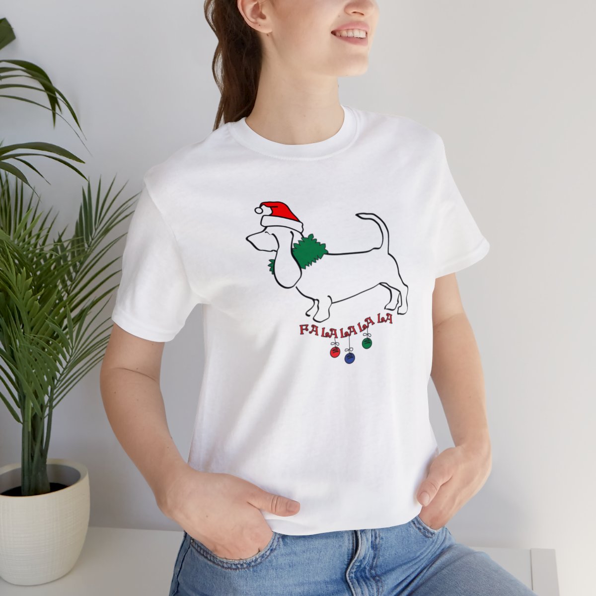 FaLaLaLaLa Basset Hound Christmas Unisex Tee - Image 9