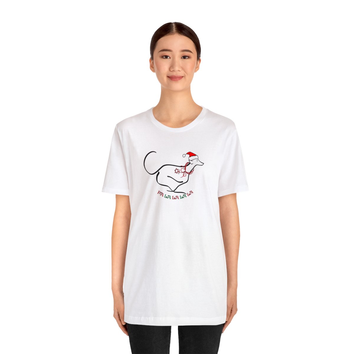 FaLaLaLaLa Running Greyhound Christmas Unisex Tee - Image 3