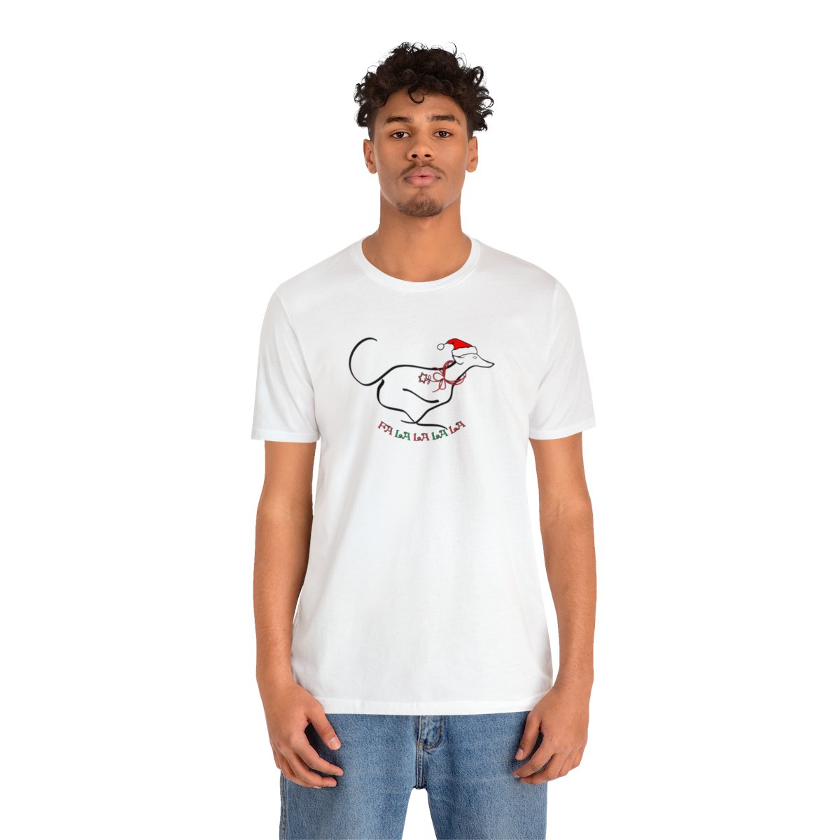 FaLaLaLaLa Running Greyhound Christmas Unisex Tee - Image 4