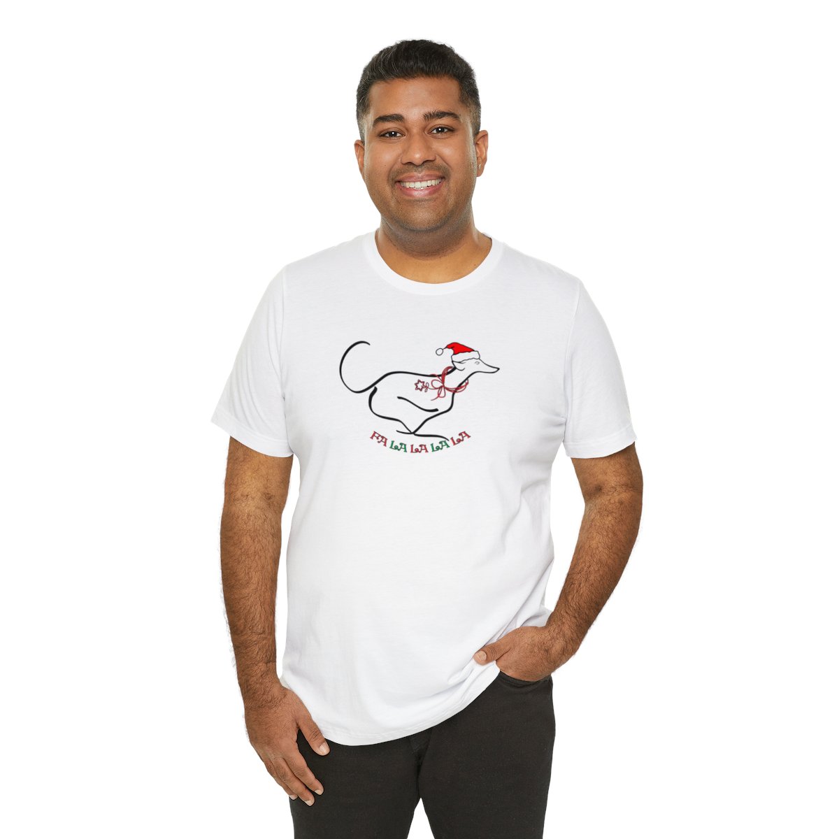 FaLaLaLaLa Running Greyhound Christmas Unisex Tee - Image 8