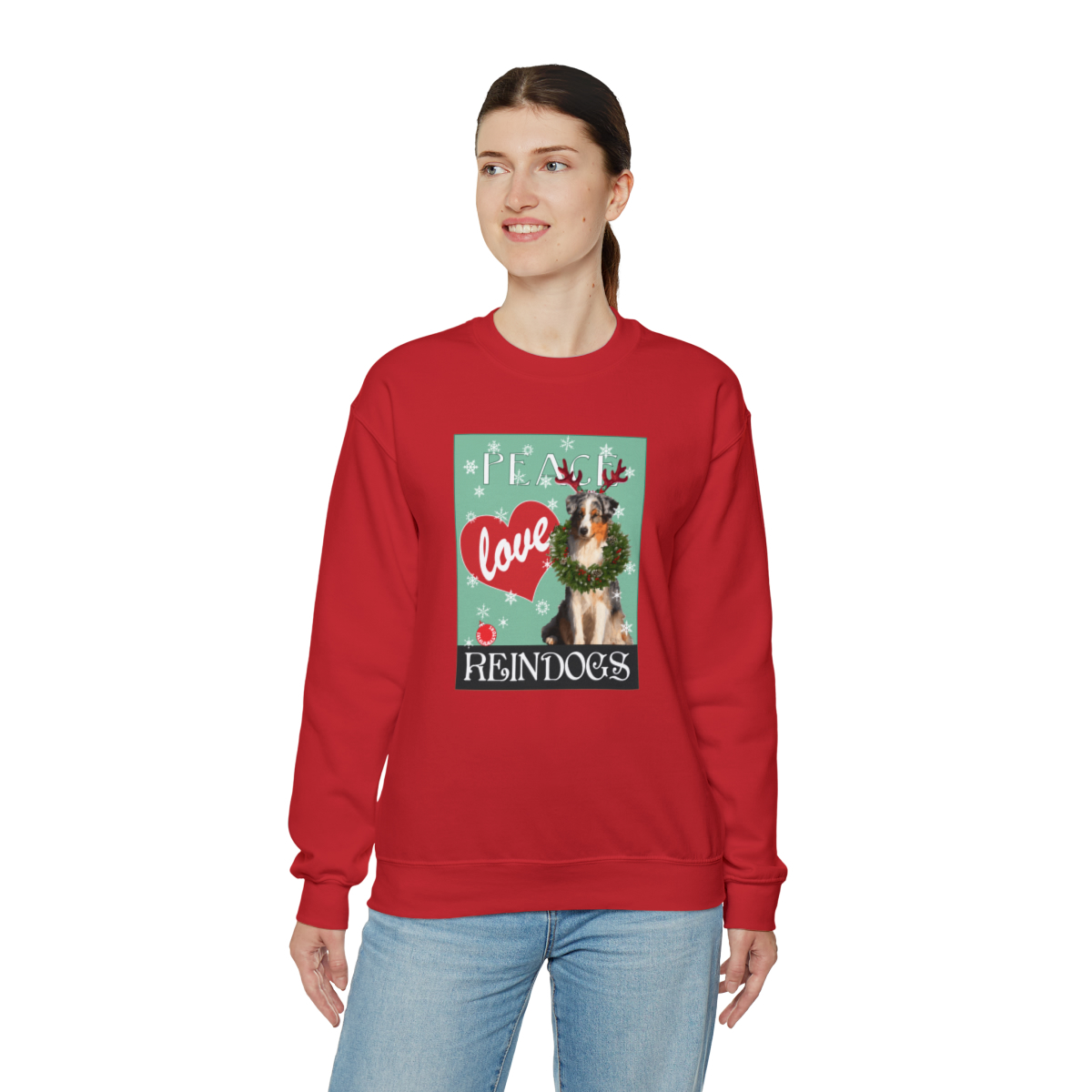 Peace Love Reindogs Australian Shepherd Unisex Sweatshirt - Image 20