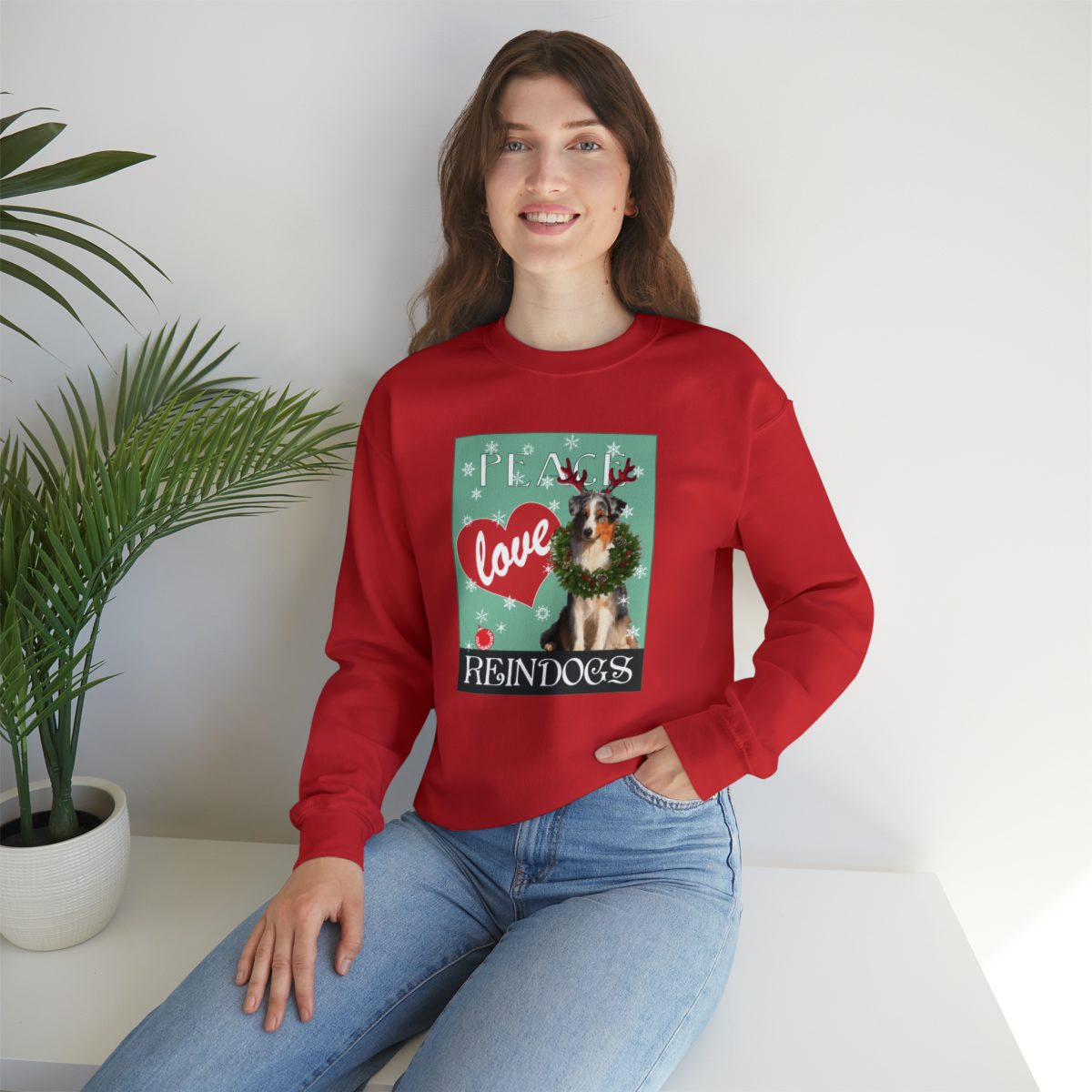Peace Love Reindogs Australian Shepherd Unisex Sweatshirt - Image 21