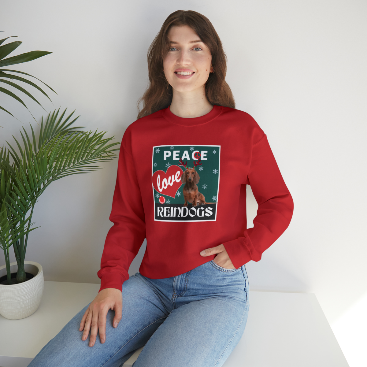 Peace Love Reindogs Dachshund Unisex Sweatshirt - Image 21