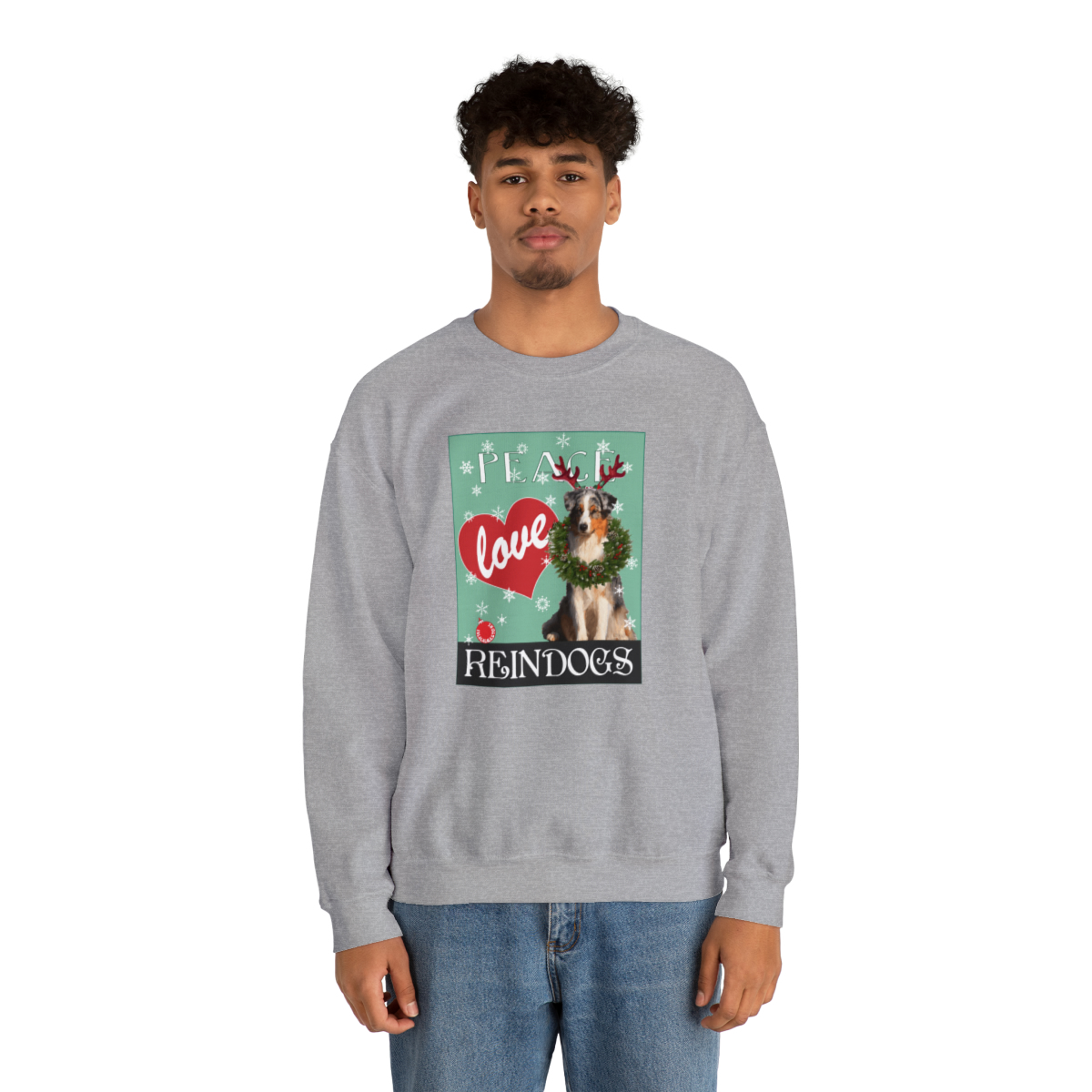 Peace Love Reindogs Australian Shepherd Unisex Sweatshirt - Image 4