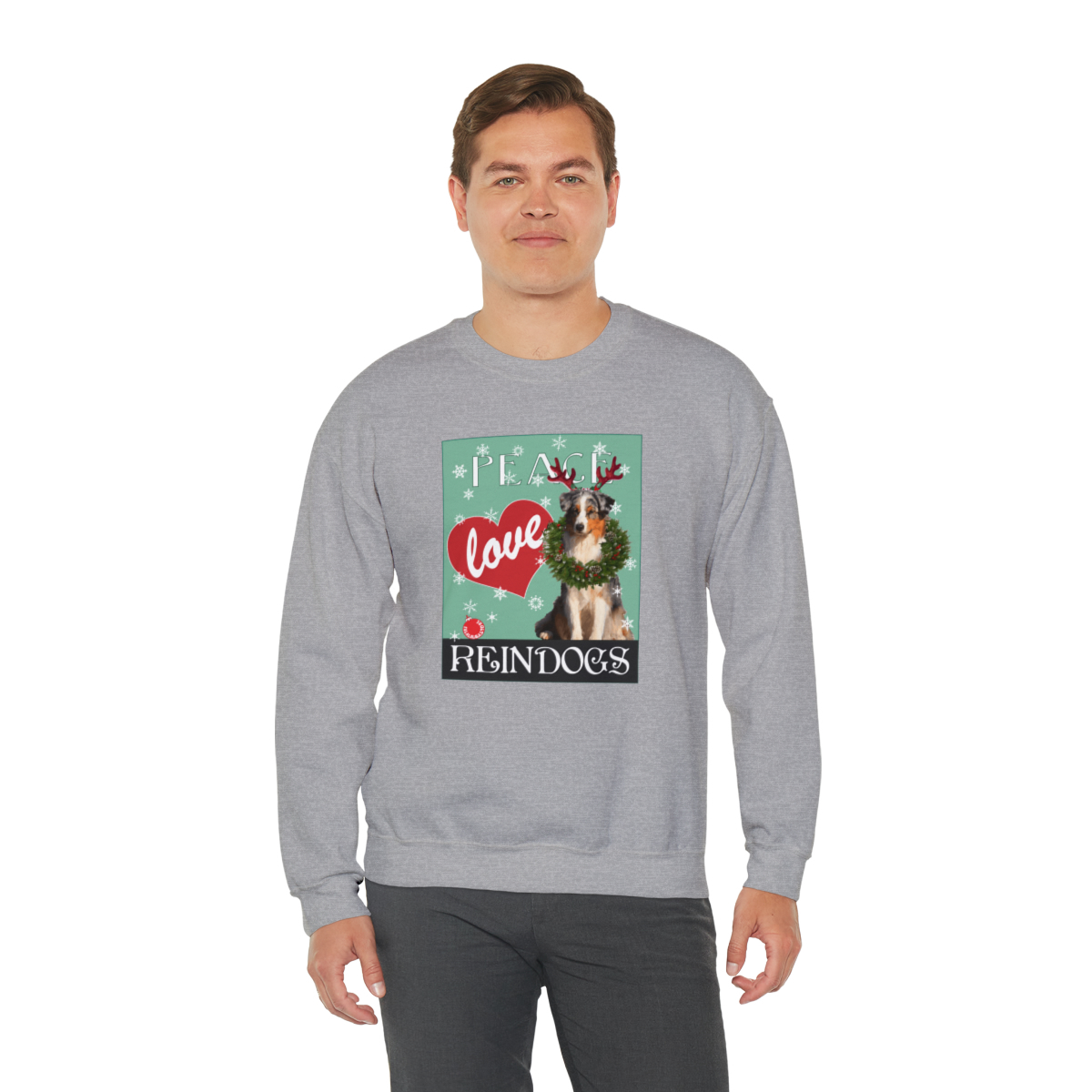 Peace Love Reindogs Australian Shepherd Unisex Sweatshirt - Image 5