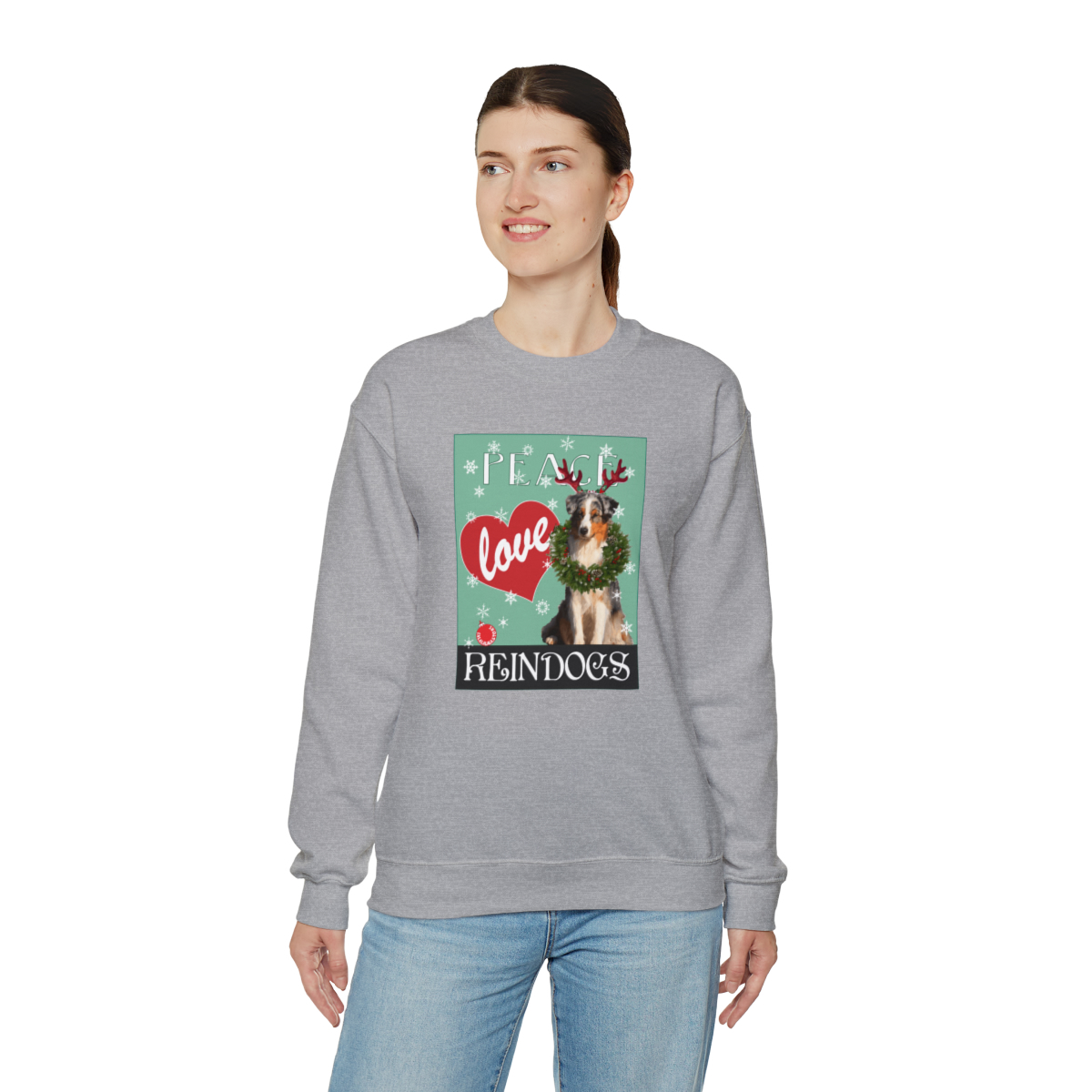 Peace Love Reindogs Australian Shepherd Unisex Sweatshirt - Image 6