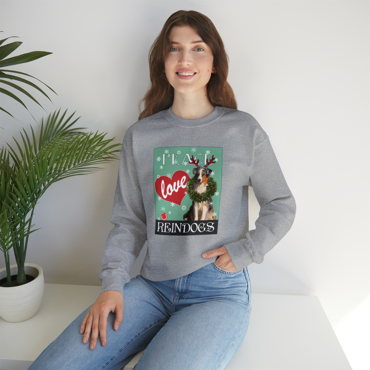 Peace Love Reindogs Australian Shepherd Unisex Sweatshirt - Image 7