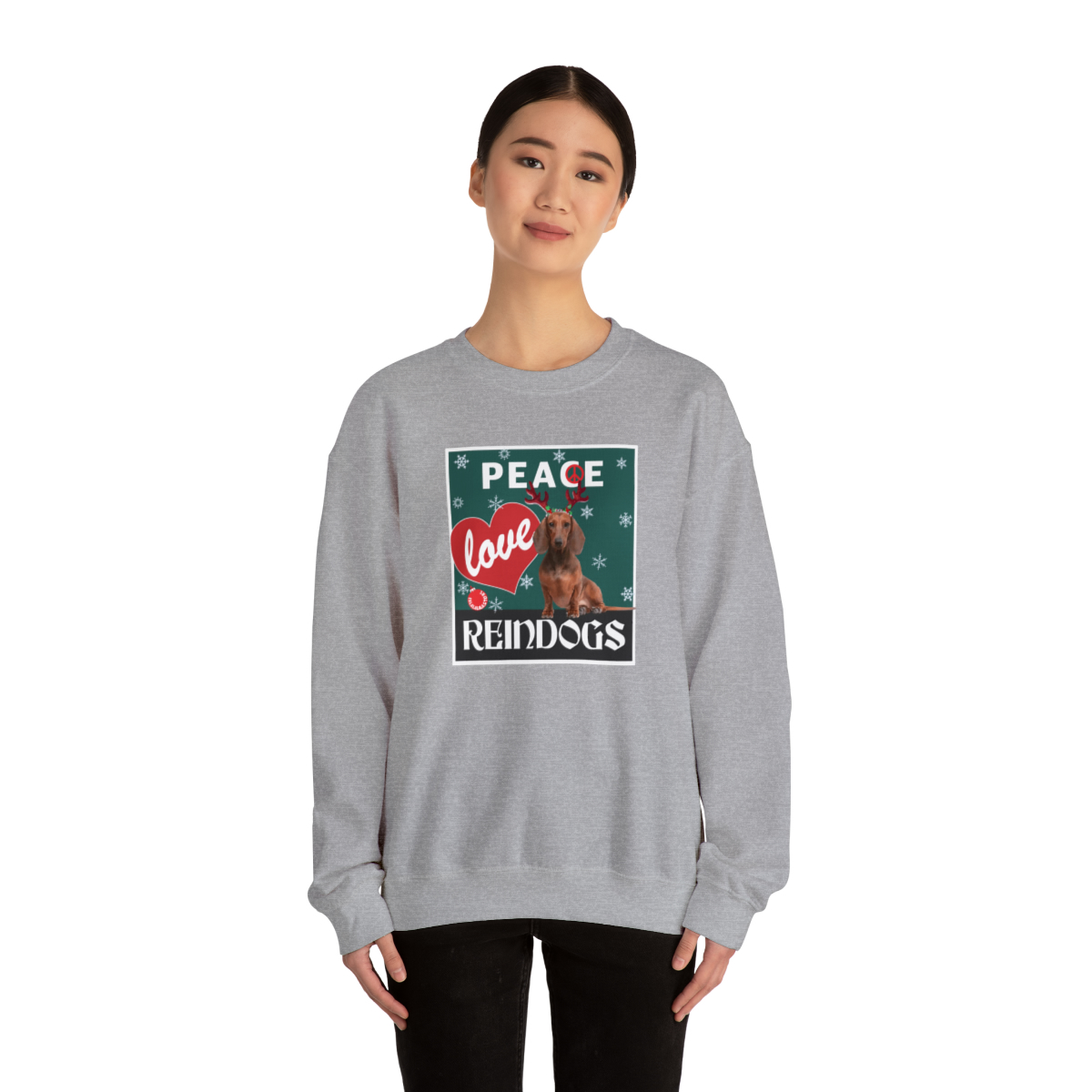 Peace Love Reindogs Dachshund Unisex Sweatshirt - Image 3