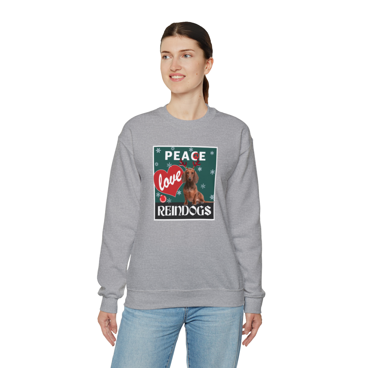 Peace Love Reindogs Dachshund Unisex Sweatshirt - Image 6
