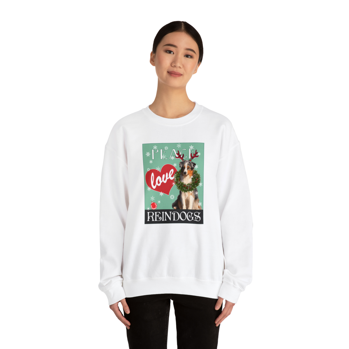 Peace Love Reindogs Australian Shepherd Unisex Sweatshirt - Image 10