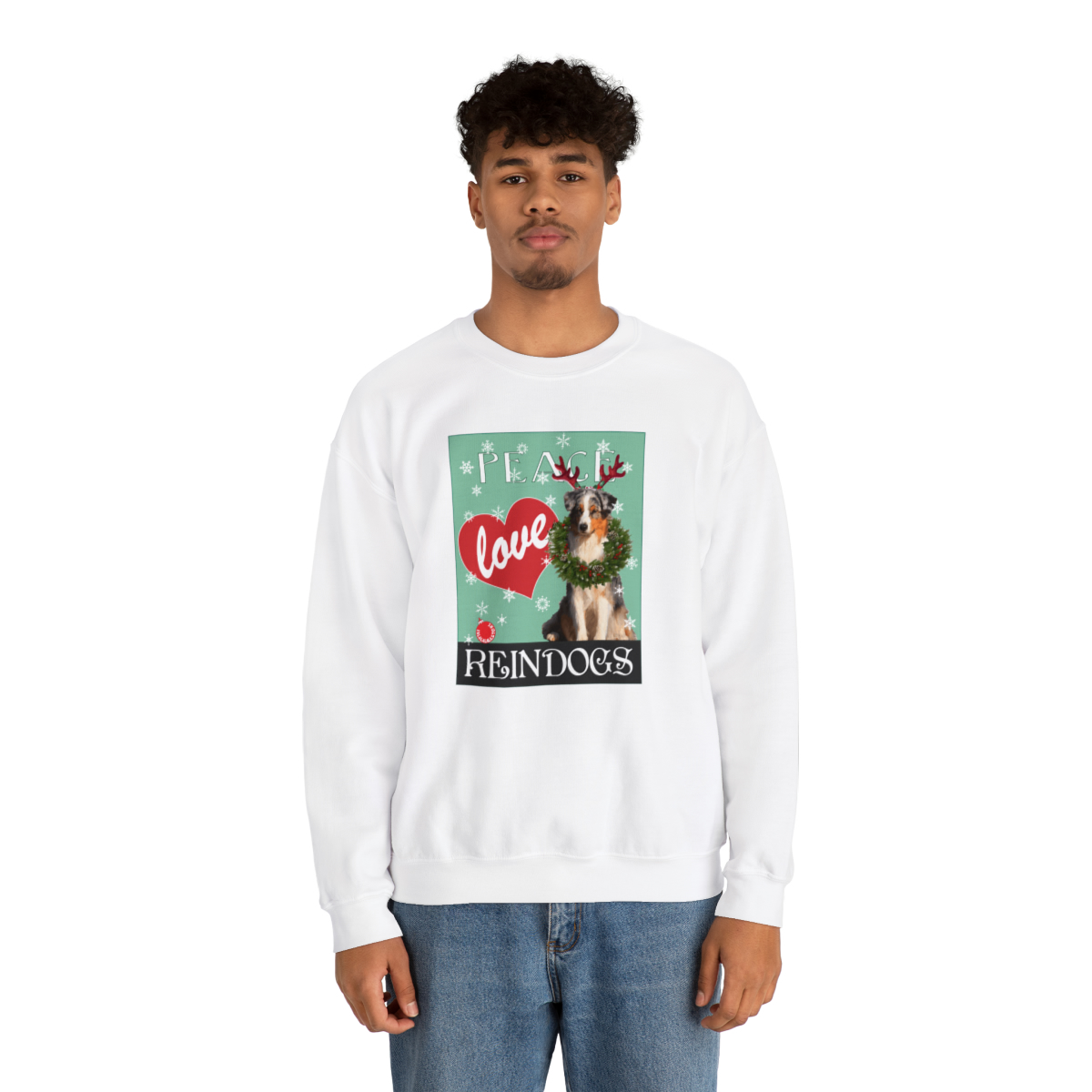 Peace Love Reindogs Australian Shepherd Unisex Sweatshirt - Image 11
