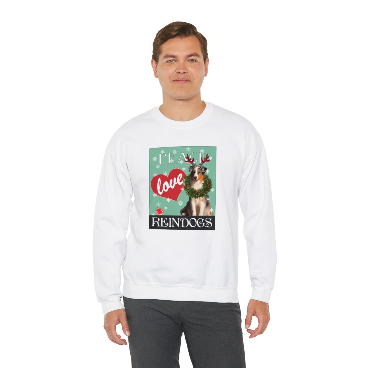 Peace Love Reindogs Australian Shepherd Unisex Sweatshirt - Image 12
