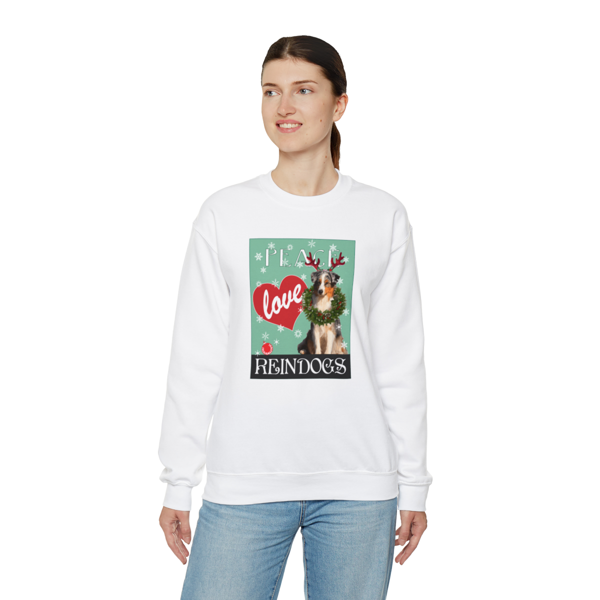 Peace Love Reindogs Australian Shepherd Unisex Sweatshirt - Image 13