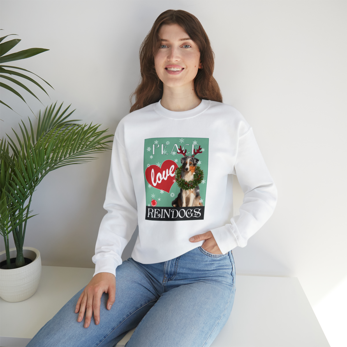 Peace Love Reindogs Australian Shepherd Unisex Sweatshirt - Image 14