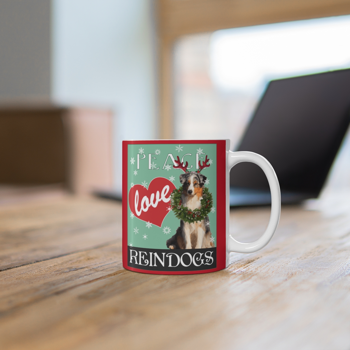 Peace Love Reindogs Australian Shepherd Mug 11oz - Image 6