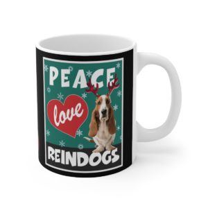 Peace Love Reindogs Basset Hound Mug 11oz
