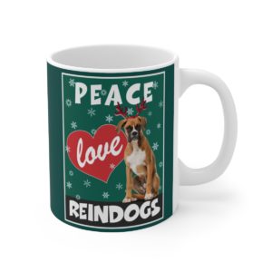 Peace Love Reindogs Boxer Mug 11oz