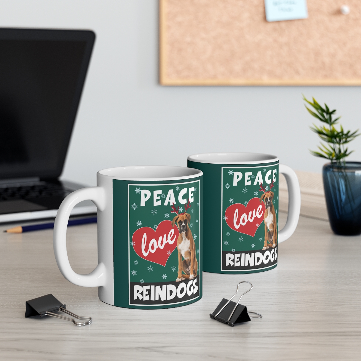 Peace Love Reindogs Boxer Mug 11oz - Image 5