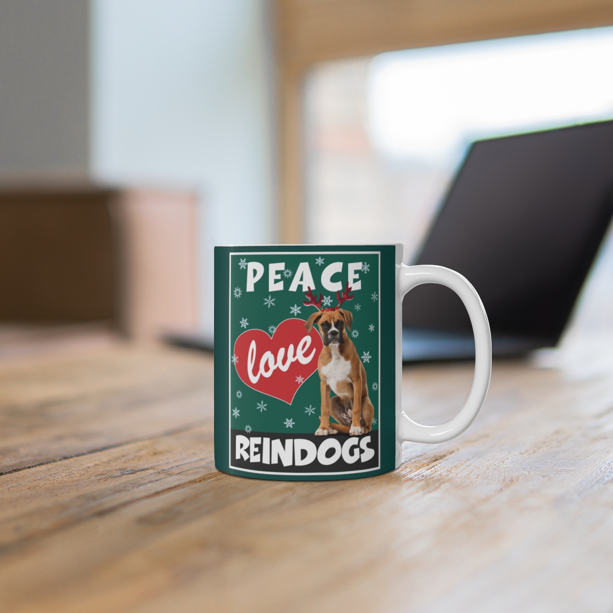 Peace Love Reindogs Boxer Mug 11oz - Image 6