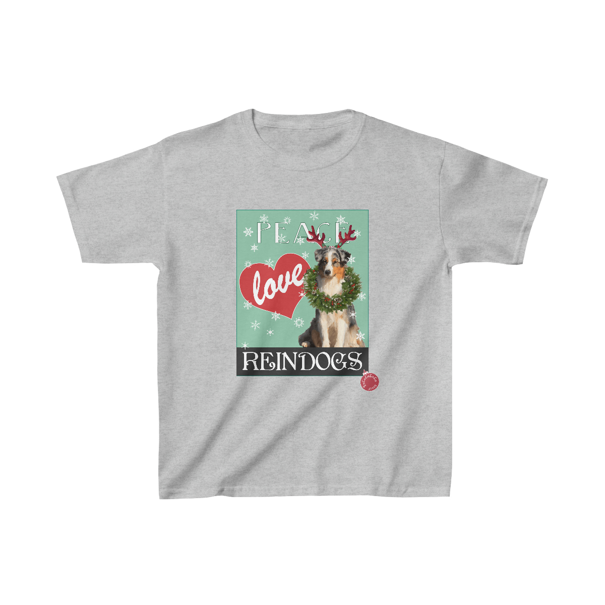 Peace Love and Reindogs Australian Shepherd Kid's Tee