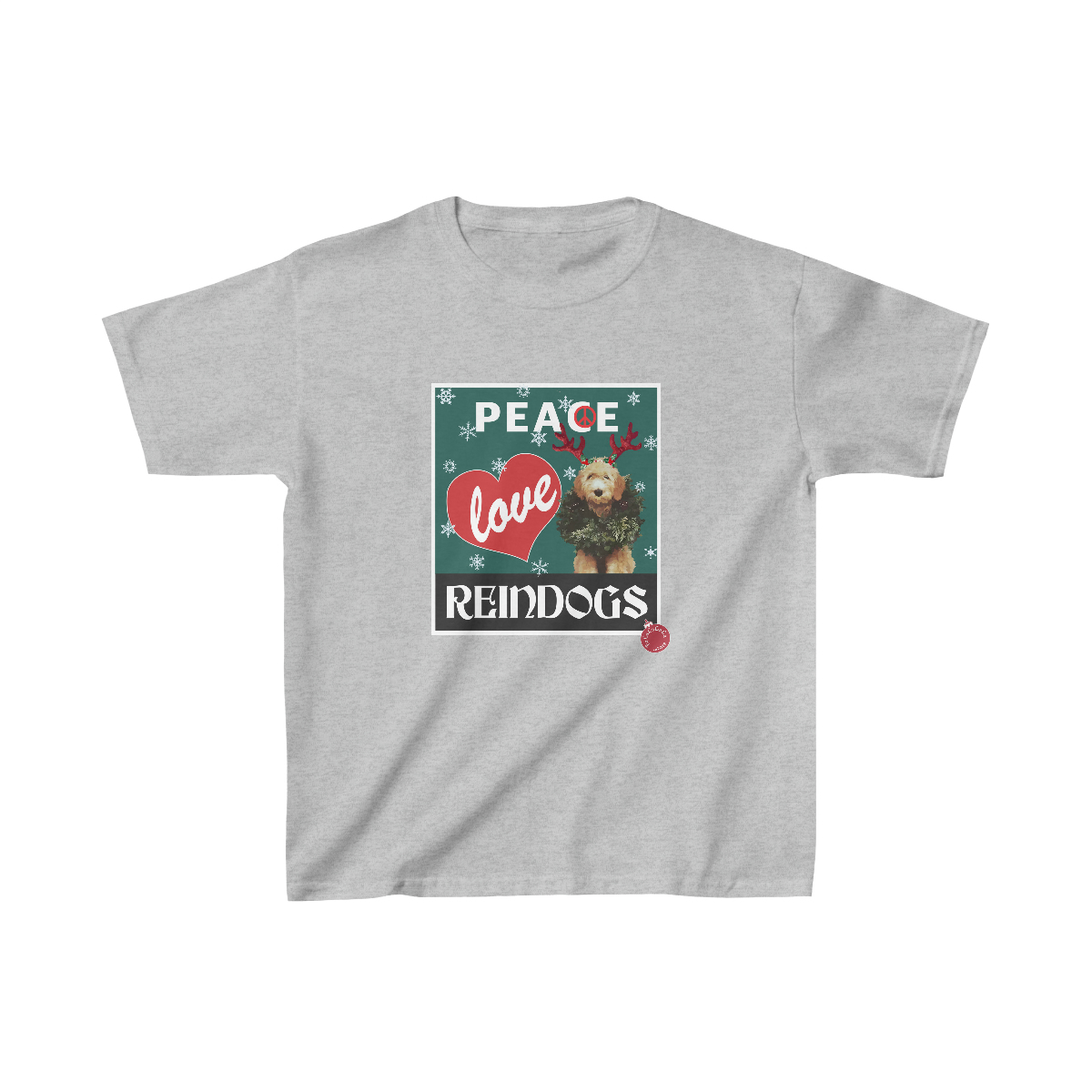 Peace Love Reindogs Goldendoodle Kids Tee