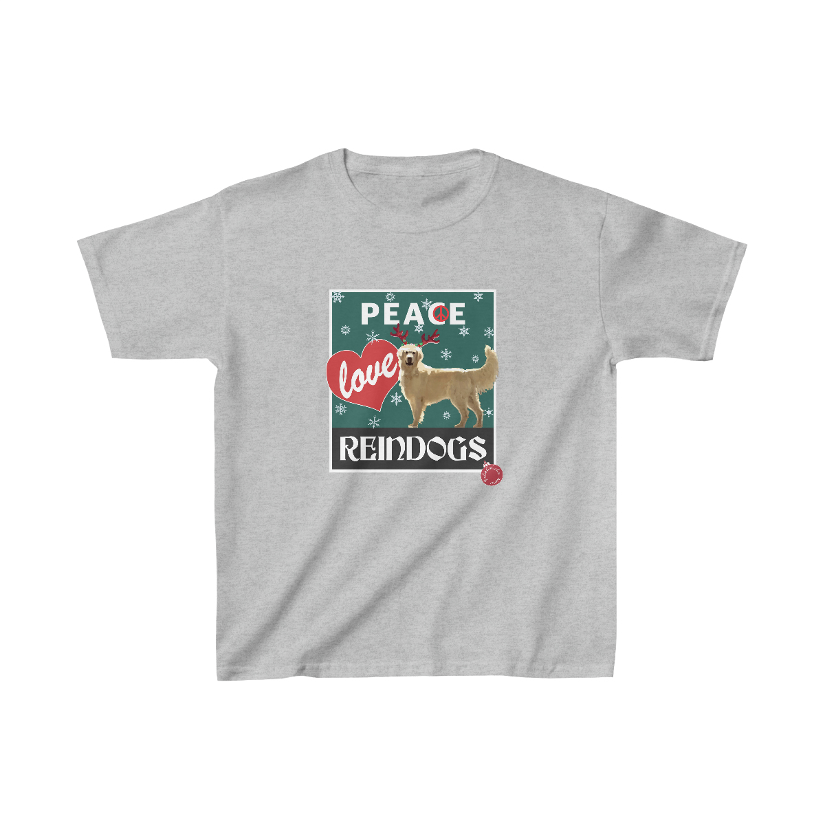 Peace Love Reindogs Golden Retriever Kids Tee