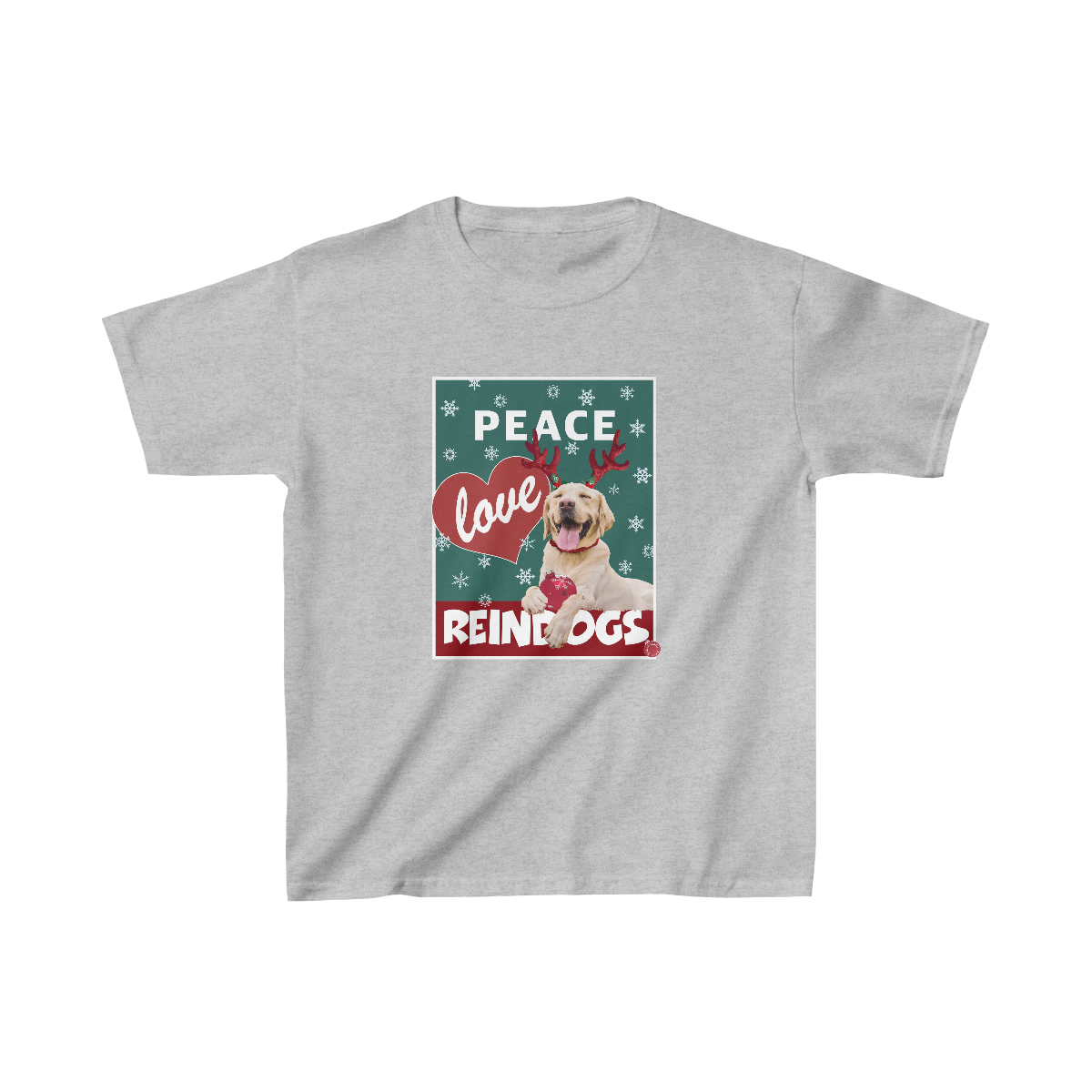 Peace Love Reindogs Yellow Labrador Retriever Kids Tee