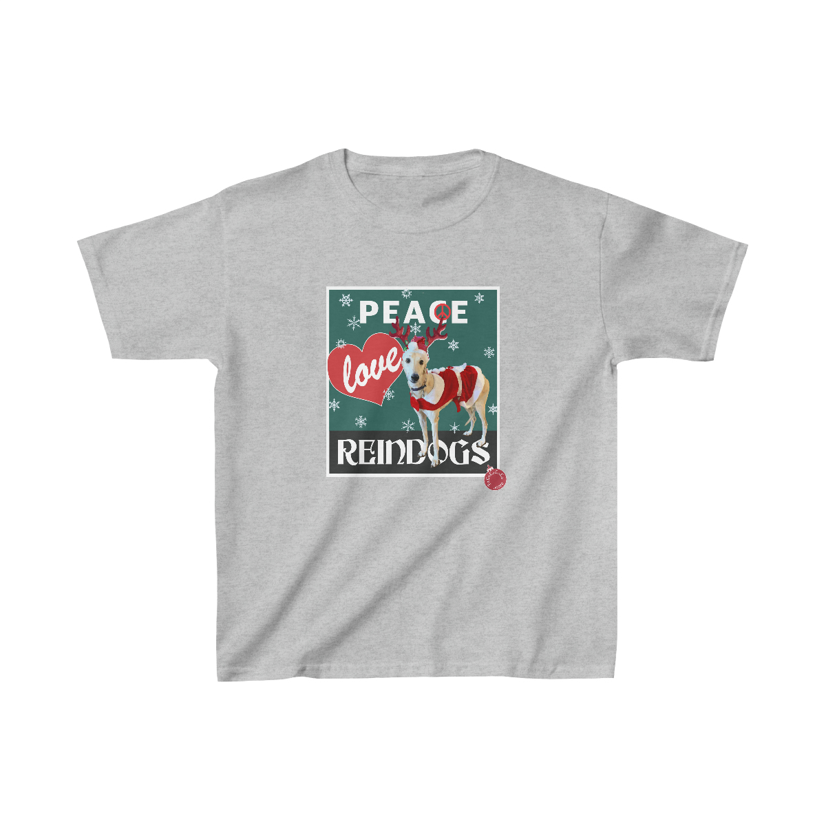 Peace Love Reindogs Greyhound Kids Tee