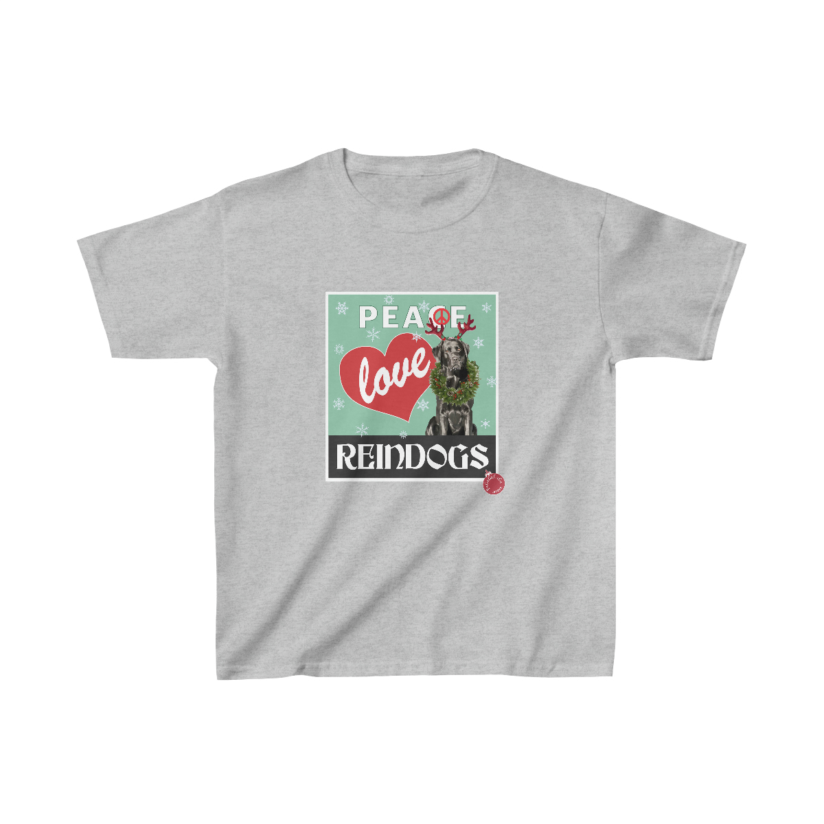 Peace Love Reindogs Black Labrador Kids Tee