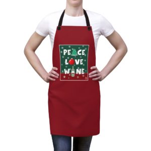 Peace Love Wine Christmas Apron