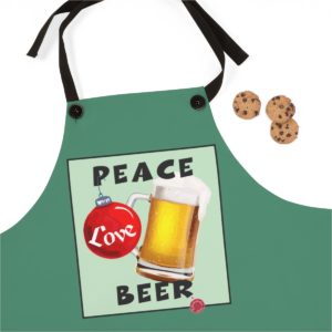 Peace Love Beer Christmas Apron