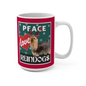 Peace Love Reindogs Yorkie Mug 15oz