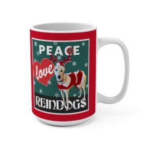 Peace Love Reindogs Greyhound Mug 15oz