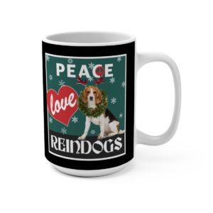 Peace Love Reindogs Beagle Mug 15oz