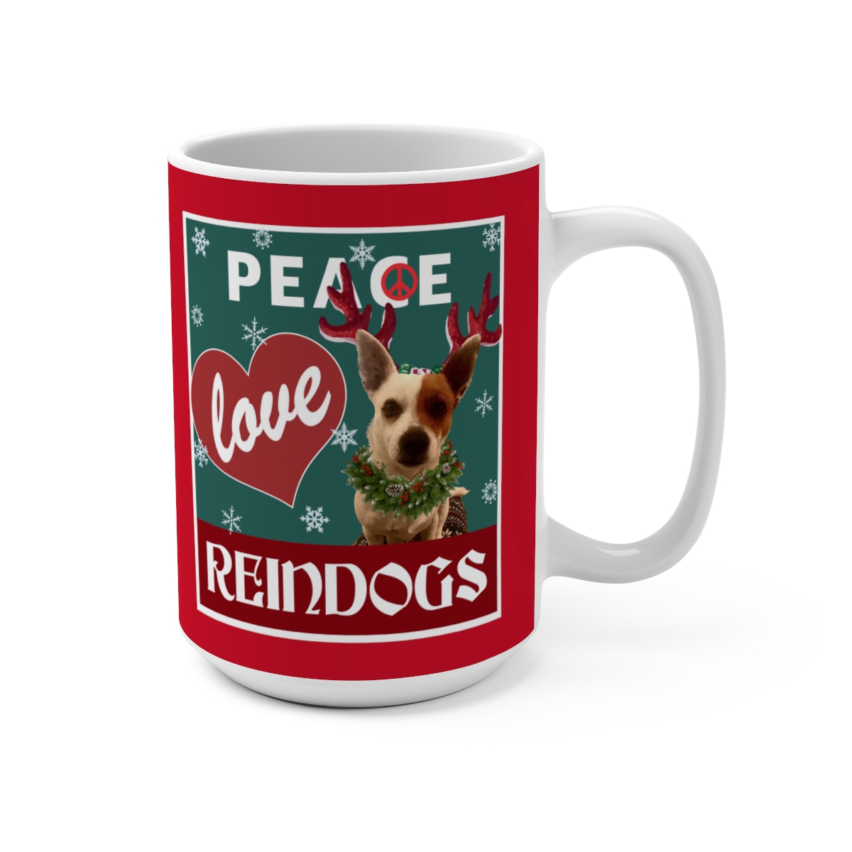 Peace Love Reindogs Jack Russell Mug 15oz