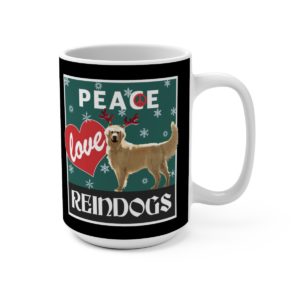 Peace Love Reindogs Golden Retriever Mug 15oz