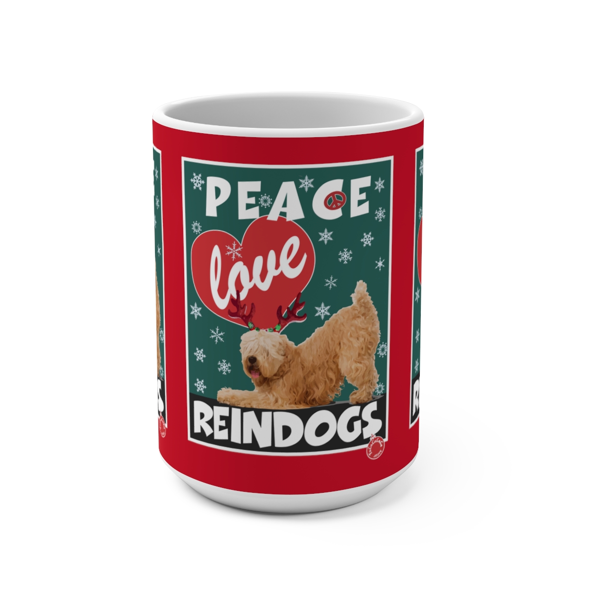 Peace Love Reindogs Wheaten Terrier Mug 15oz - Image 2
