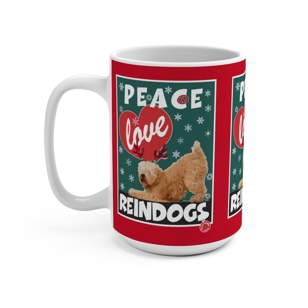 Peace Love Reindogs Wheaten Terrier Mug 15oz - Image 3