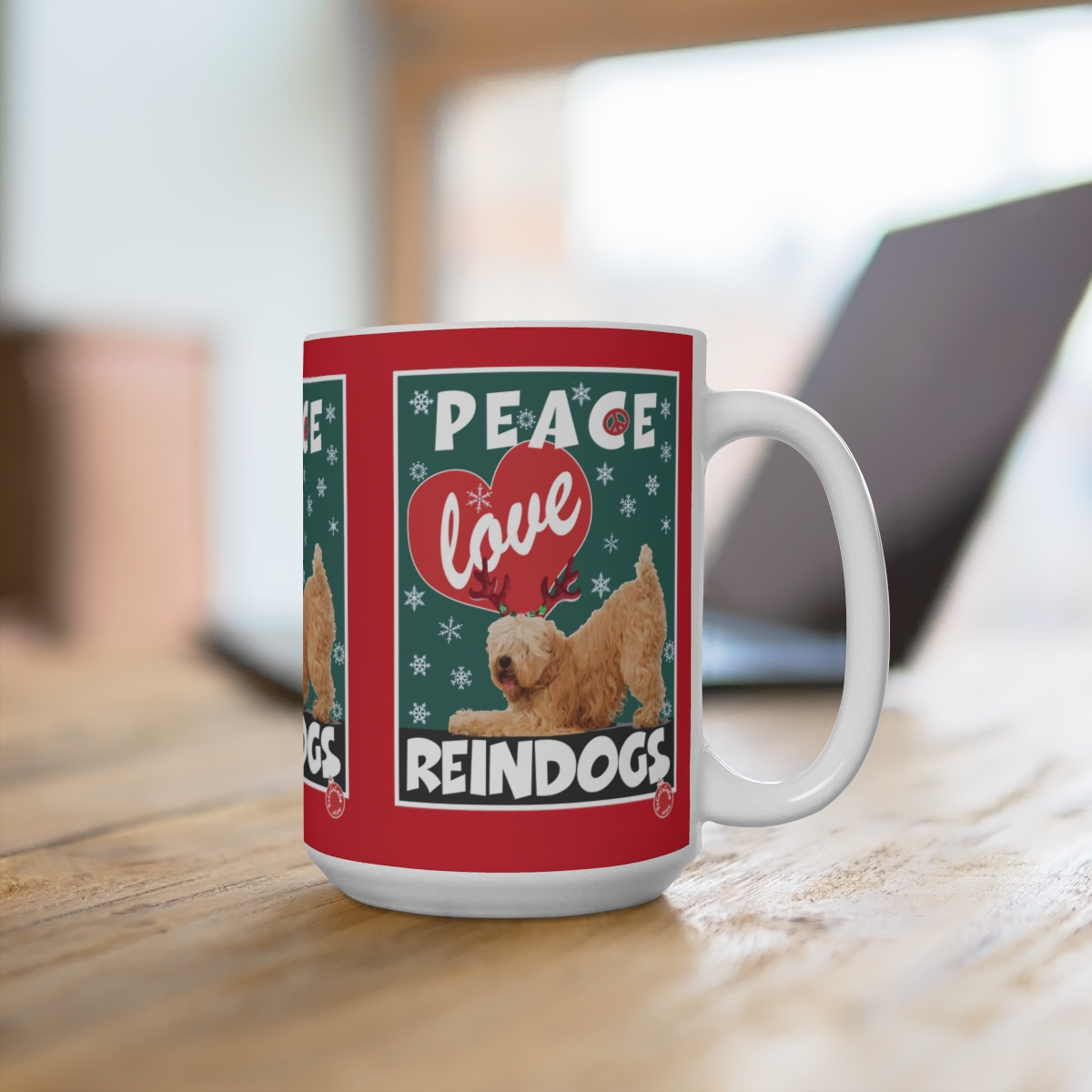 Peace Love Reindogs Wheaten Terrier Mug 15oz - Image 4