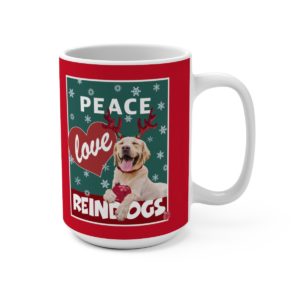 Peace Love Reindogs Yellow Labrador Retriever Mug 15oz