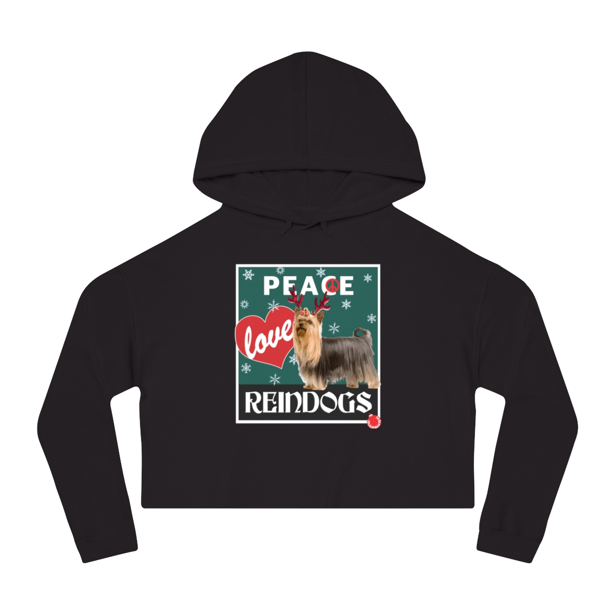 Peace Love and Reindogs Yorkie Crop Hoodie - Image 8