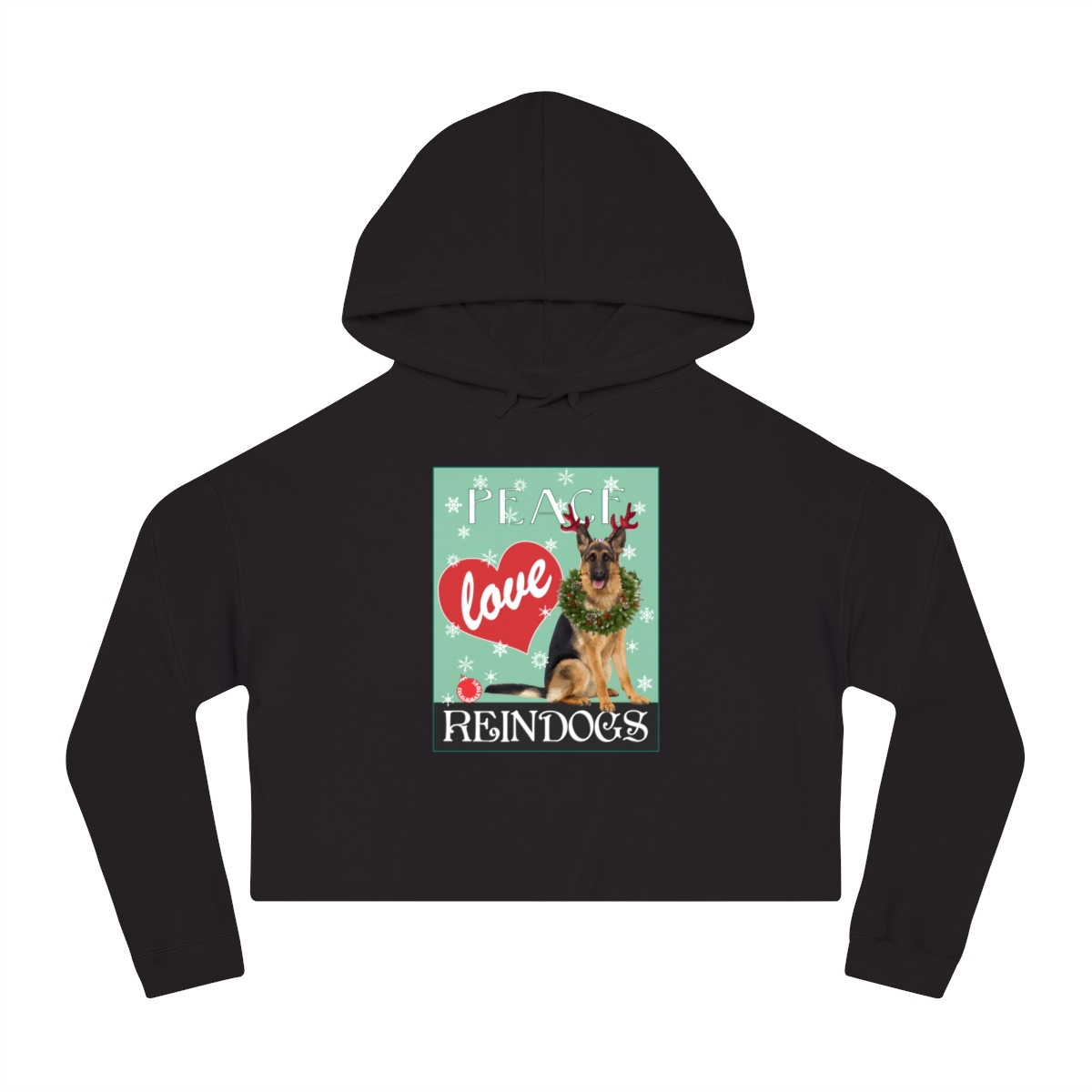 Peace Love and Reindogs German Shepherd Crop Hoodie - Image 7