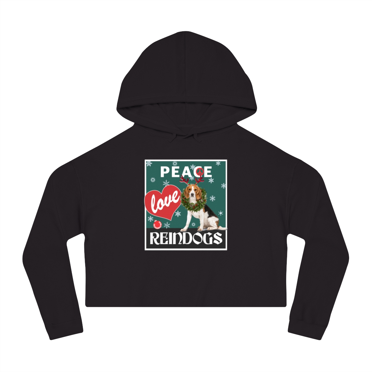 Peace Love and Reindogs Beagle Crop Hoodie - Image 7
