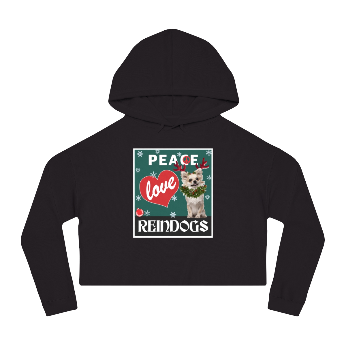 Peace Love and Reindogs Chihuahua Crop Hoodie - Image 7