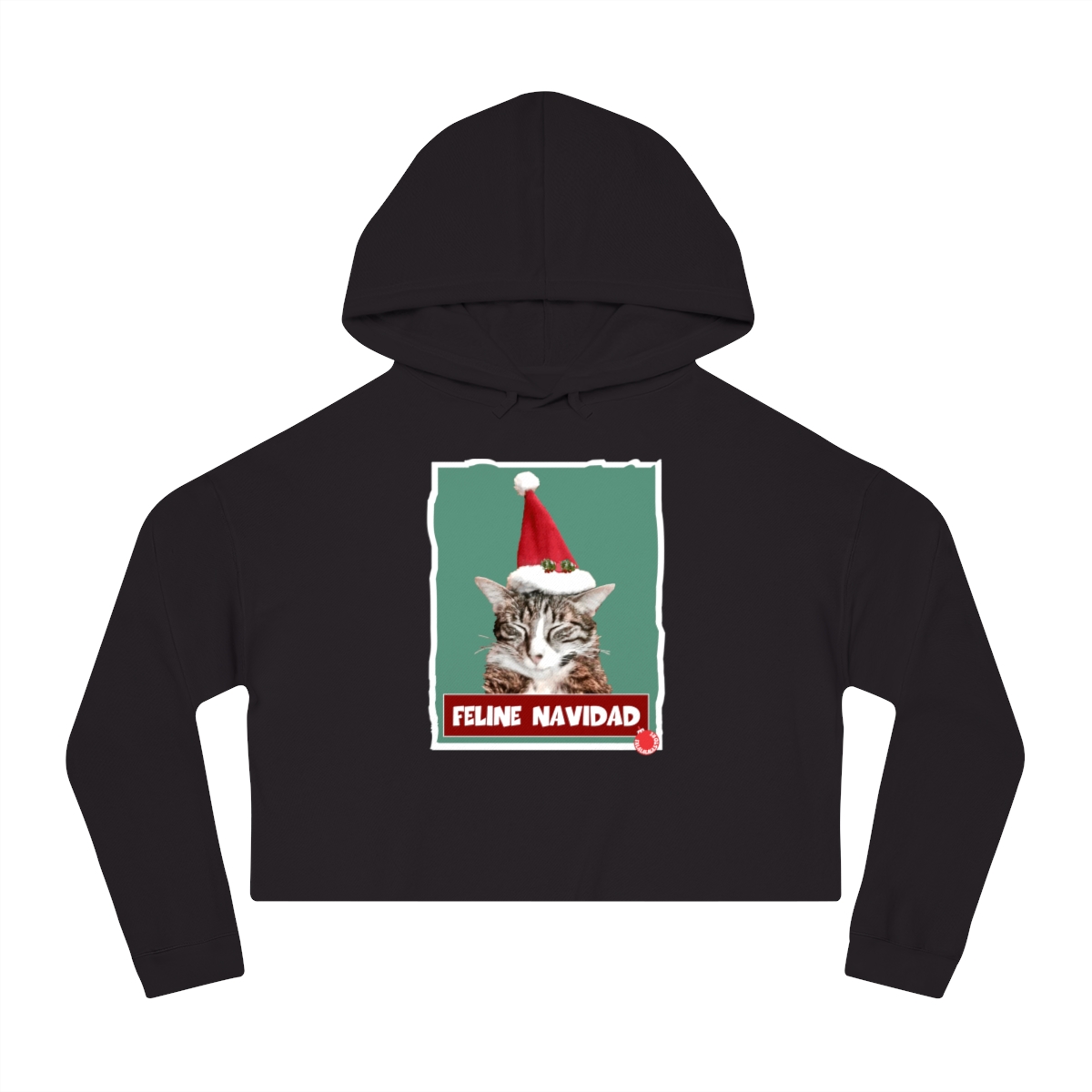 Feline Navidad Crop Hoodie