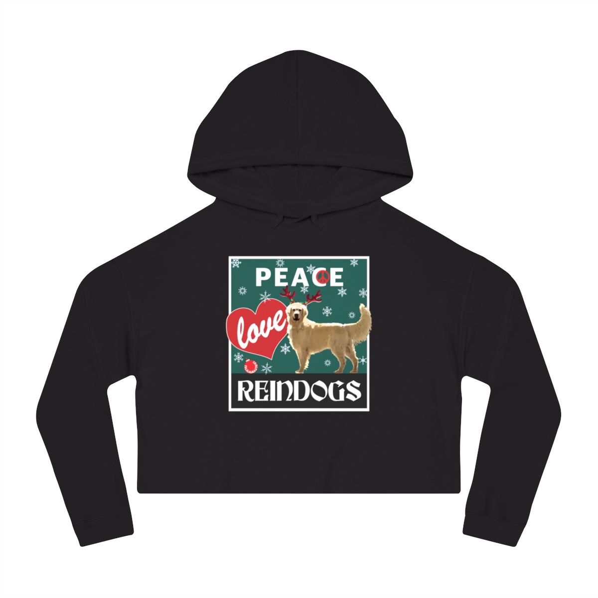 Peace Love Reindogs Golden Retriever Crop Hoodie - Image 7