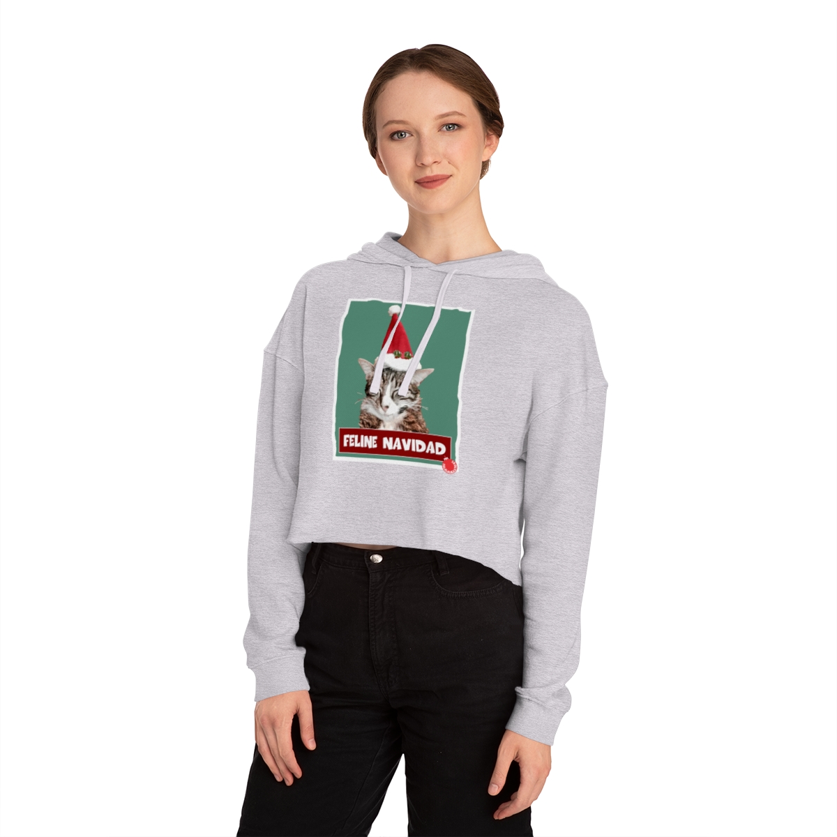 Feline Navidad Crop Hoodie - Image 9