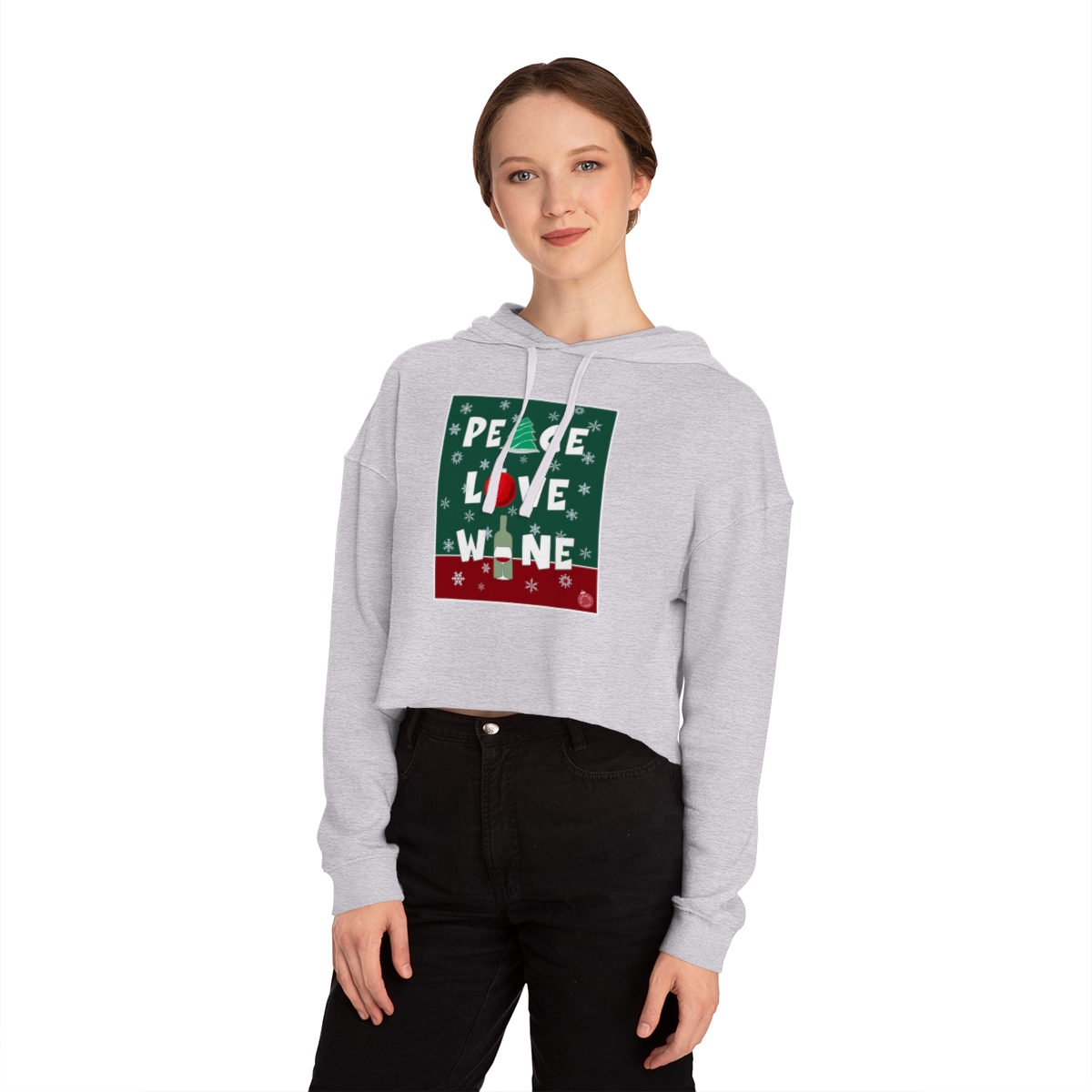 Peace Love Wine Crop Hoodie - Image 3